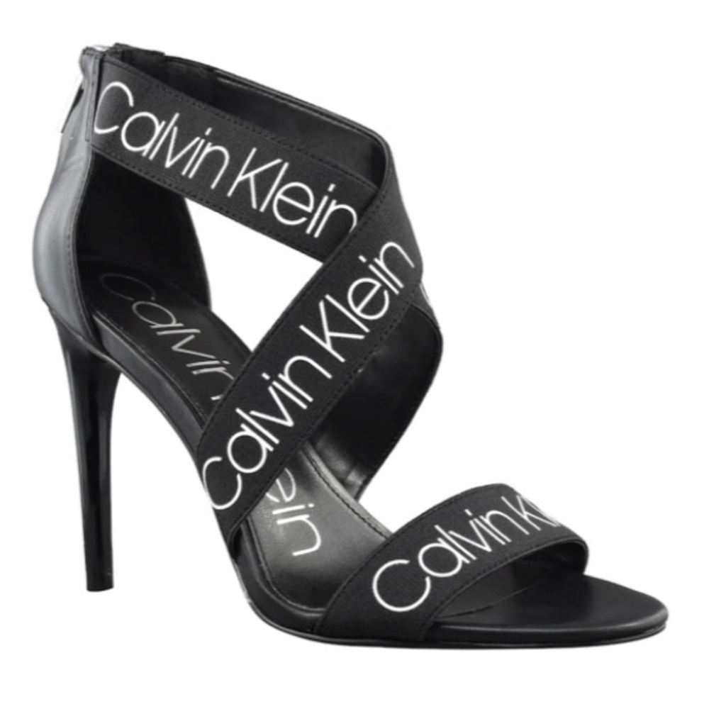Calvin Klein CK Logo Salas Dress Sandal Heel Strap